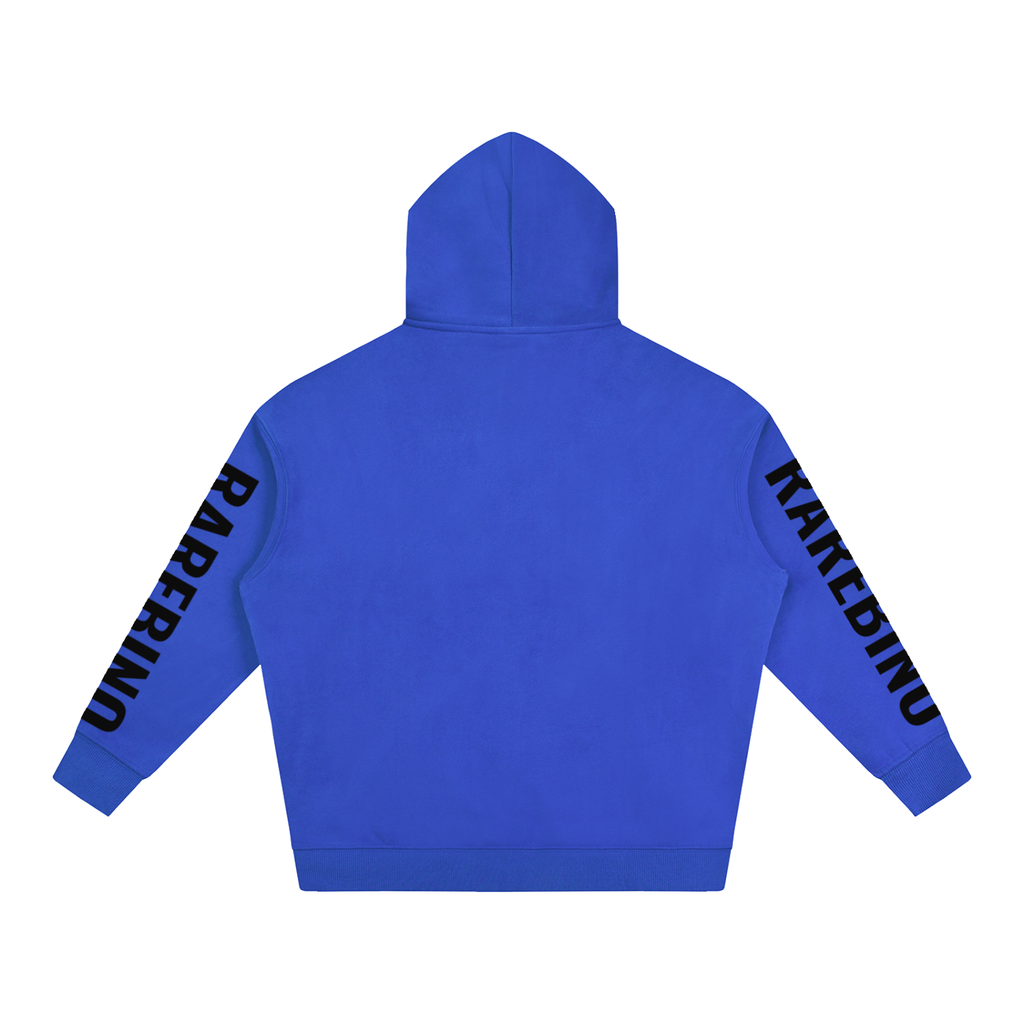 RareBino oversize fleeced hoodie with soft fabric, featuring a relaxed fit and cozy design, shown in a front view.