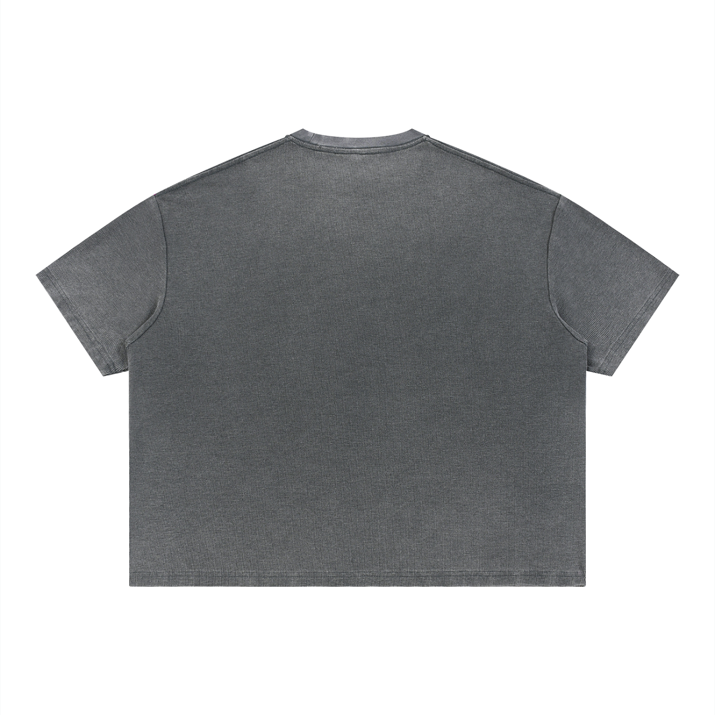 Vintage wash sunfade boxy waffle T-shirt by RAREBINO, showing a relaxed fit with faded sun-style wash and textured waffle fabric.