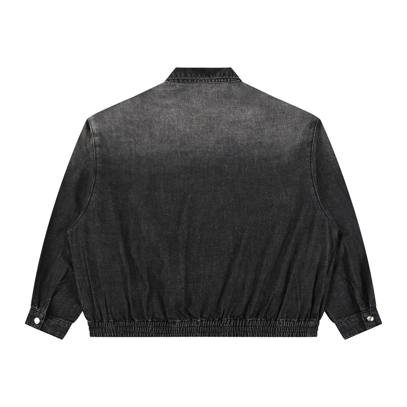 Vintage wash full-zip denim jacket by RAREBINO featuring classic style and distressed details on a mannequin.