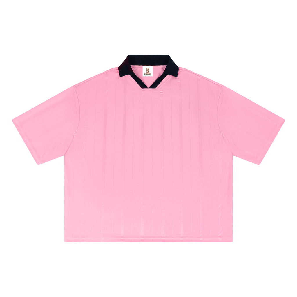 Striped boxy soccer jersey by RAREBINO featuring bold horizontal stripes and a classic athletic fit.