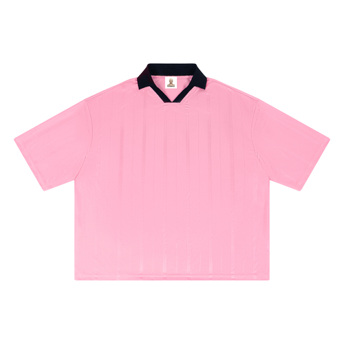 Striped boxy soccer jersey by RAREBINO featuring bold horizontal stripes and a classic athletic fit.