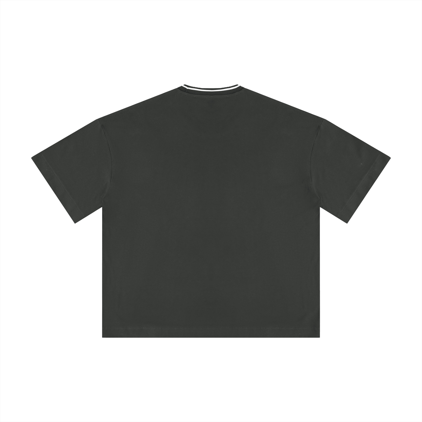 Boxy ribbed T-shirt by RAREBINO featuring a fitted, textured design in a neutral color on a plain background.