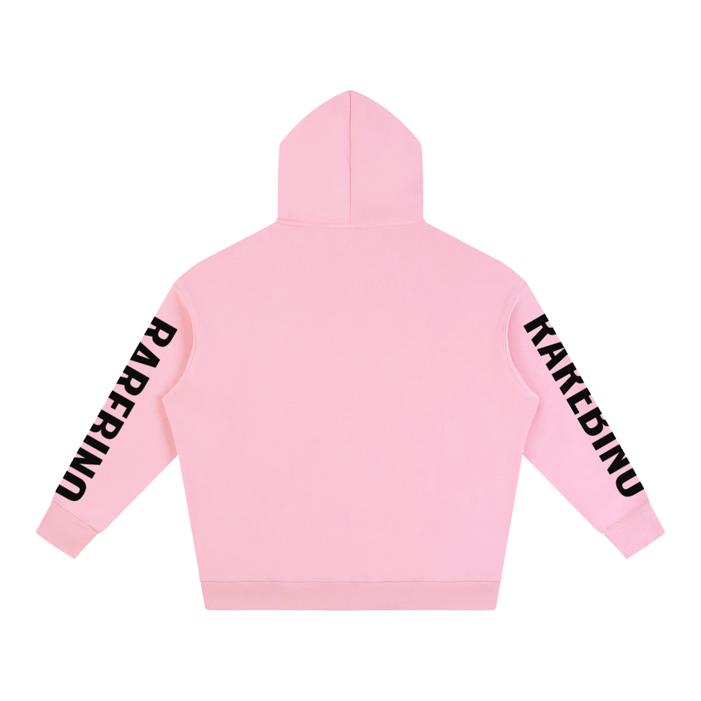 Oversize fleeced hoodie by RAREBINO showing a cozy, thick fabric hoodie with a relaxed fit and ribbed cuffs.
