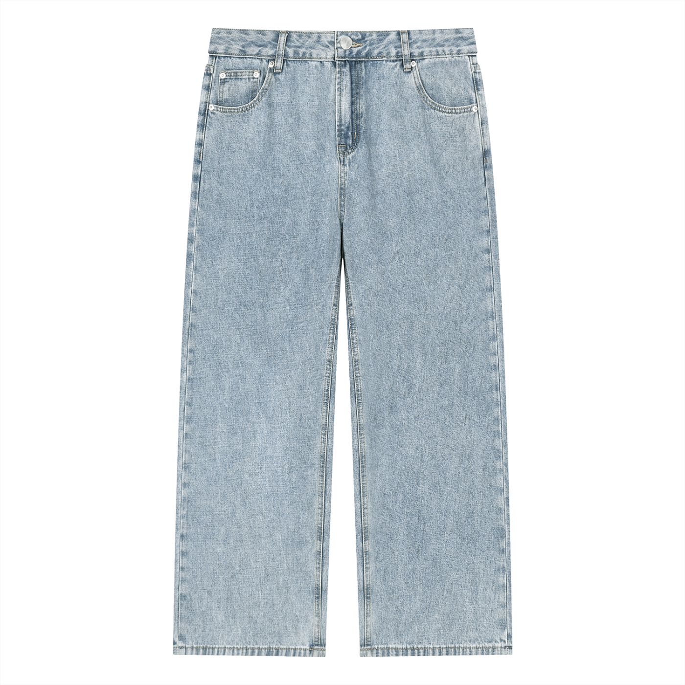 Vintage wash RAREBINO straight leg jeans displayed, showcasing classic denim style and authentic distressed details.