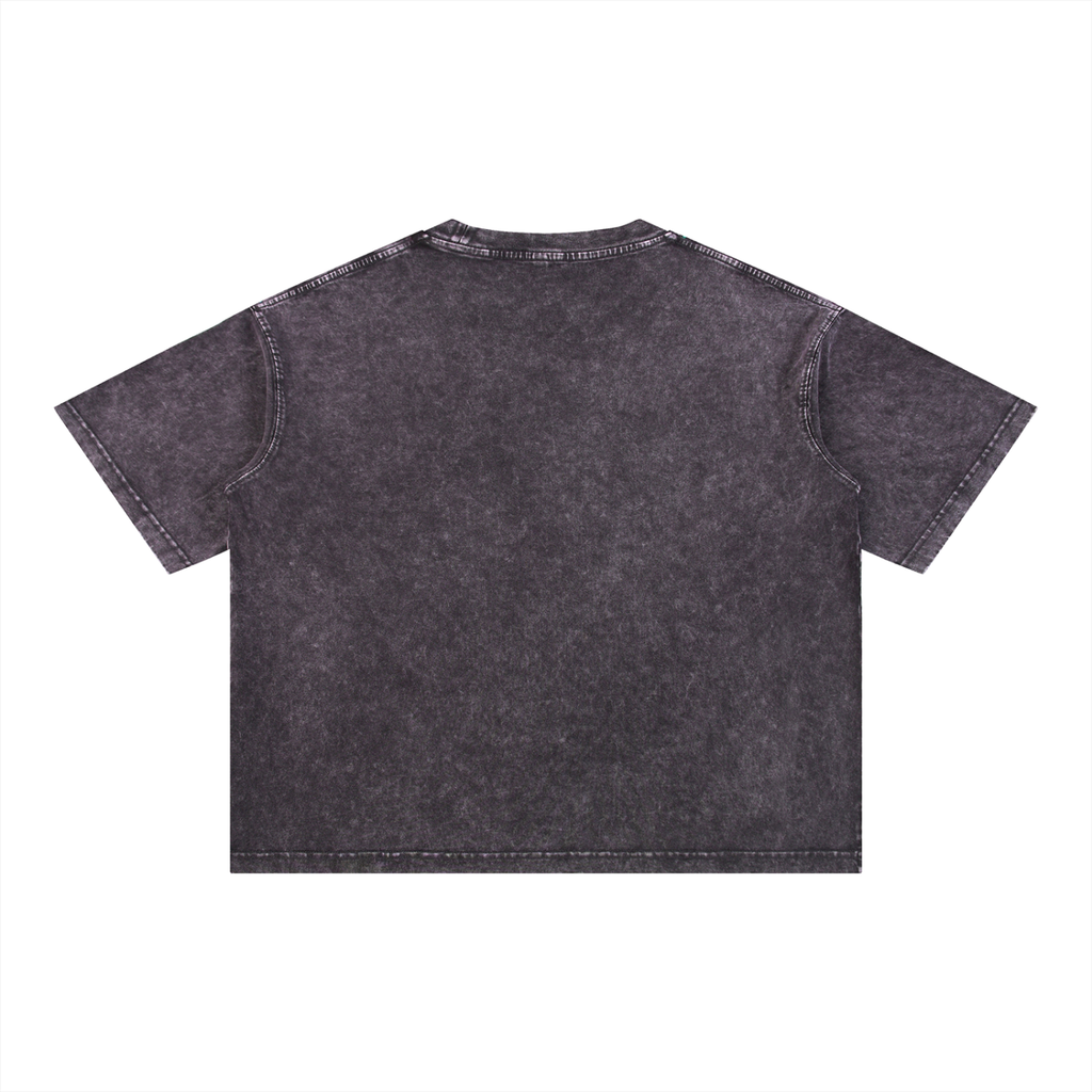 Mineral wash boxy cotton T-shirt by RAREBINO, showcasing a relaxed fit with a soft, textured fabric in a casual style.