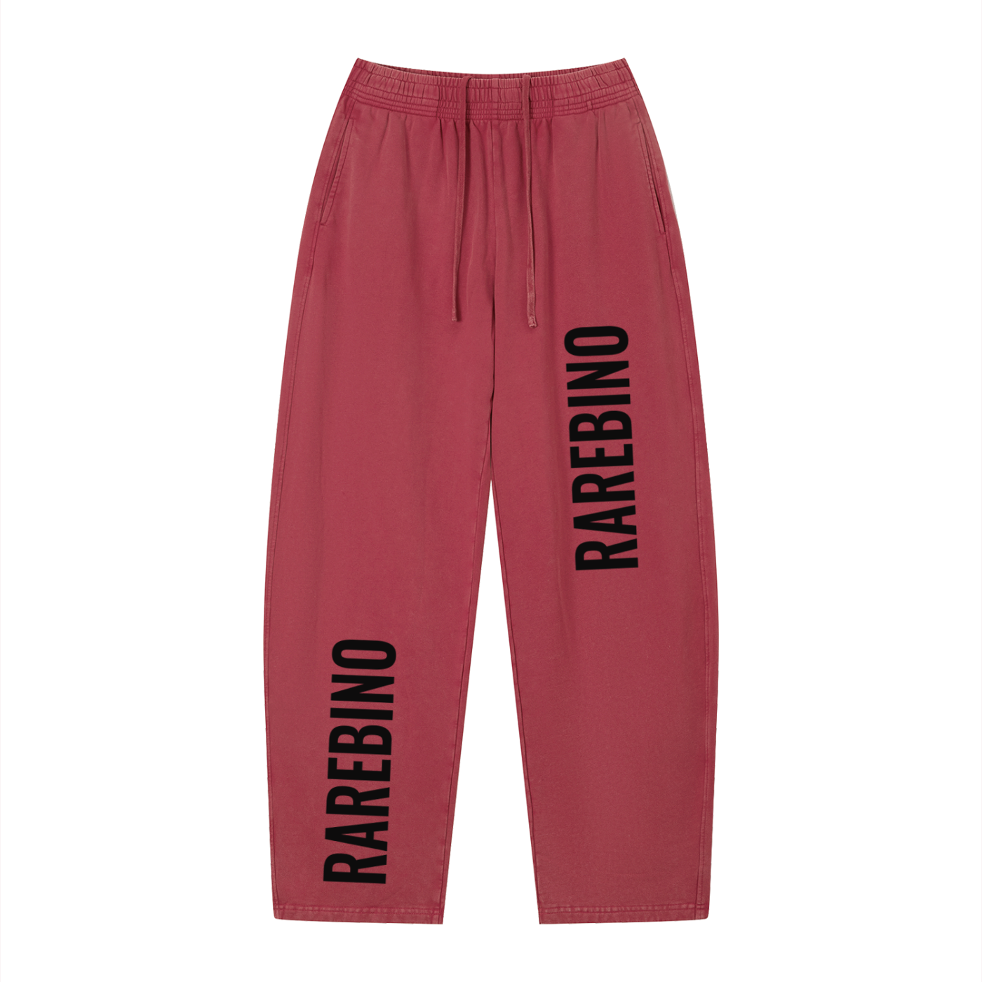 Vintage wash loose sweatpants from RAREBINO with relaxed fit and distressed fabric, shown laid flat on a neutral background.