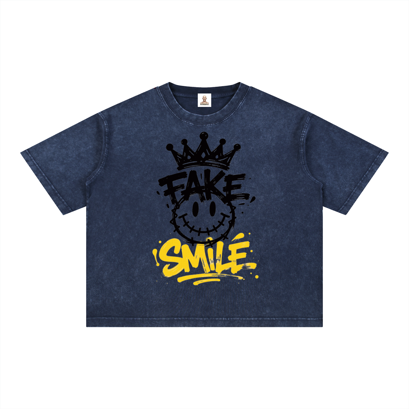 Mineral Wash Boxy Cotton T-Shirt by RAREBINO, showing a relaxed fit and mineral wash finish in natural fabric.