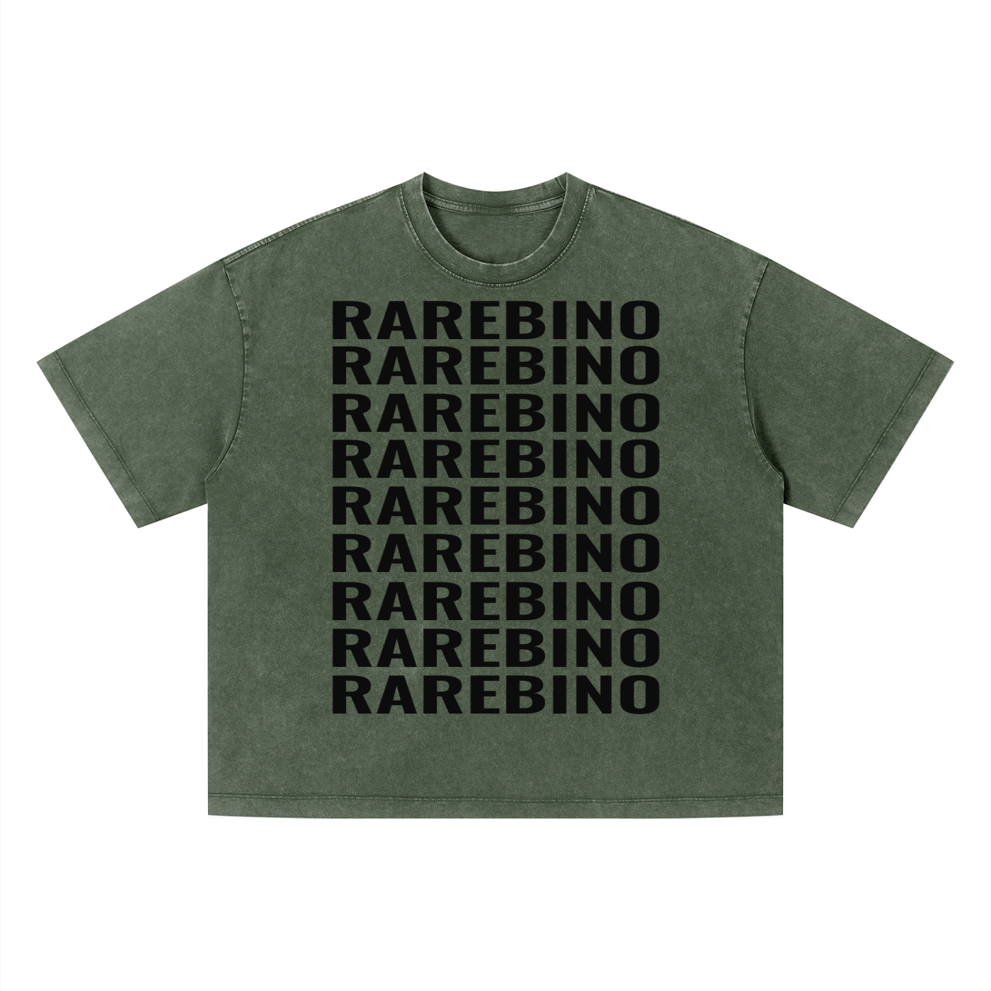 Vintage wash boxy T-shirt by RAREBINO featuring a relaxed fit and casual style, displayed on a flat surface.