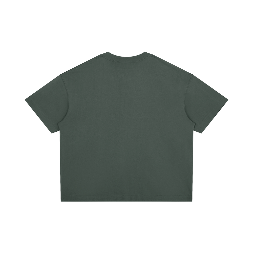 RAREBINO boxy drop shoulder T-shirt in white, featuring a relaxed fit and casual style, laid flat on a white background.