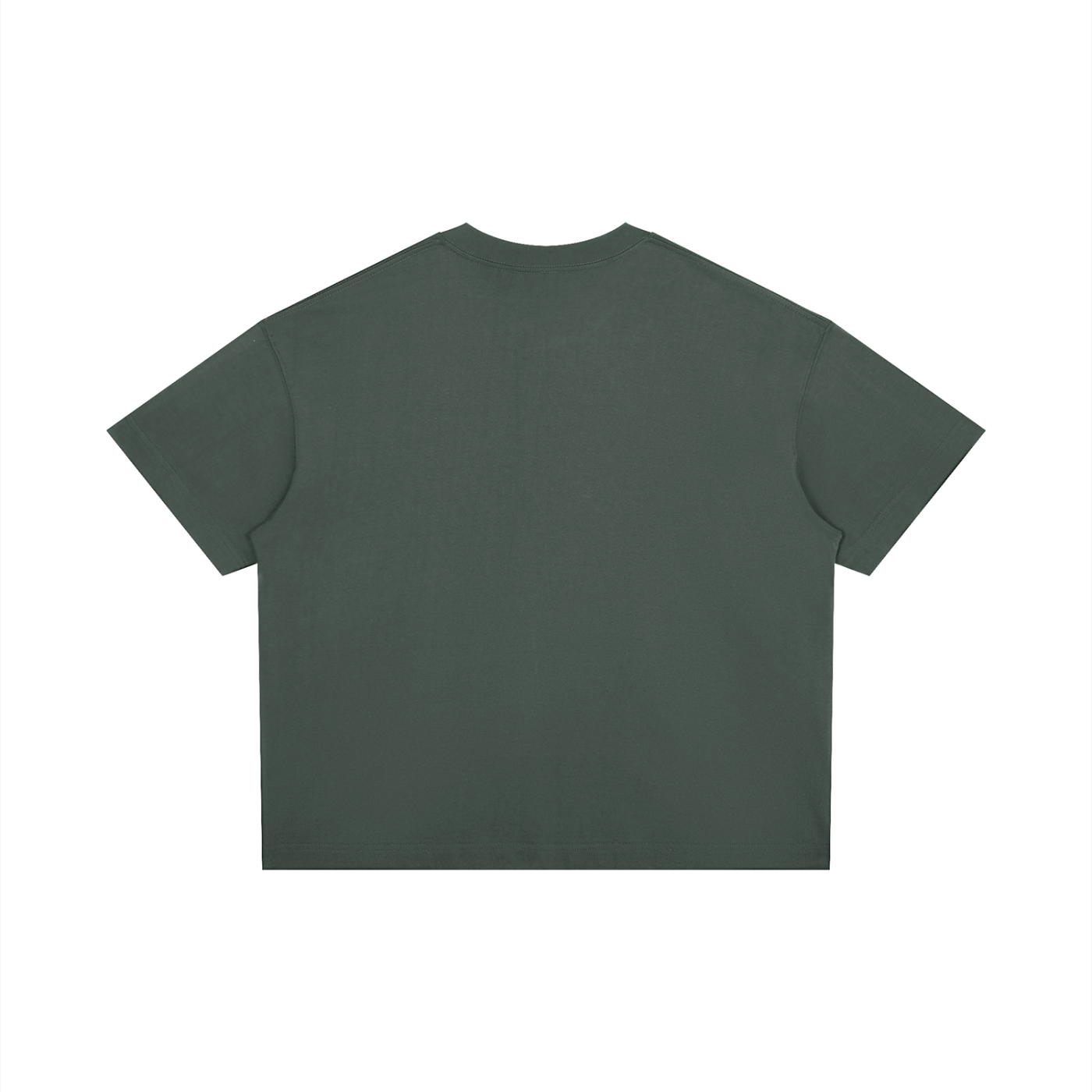 RAREBINO boxy drop shoulder T-shirt in white, featuring a relaxed fit and casual style, laid flat on a white background.