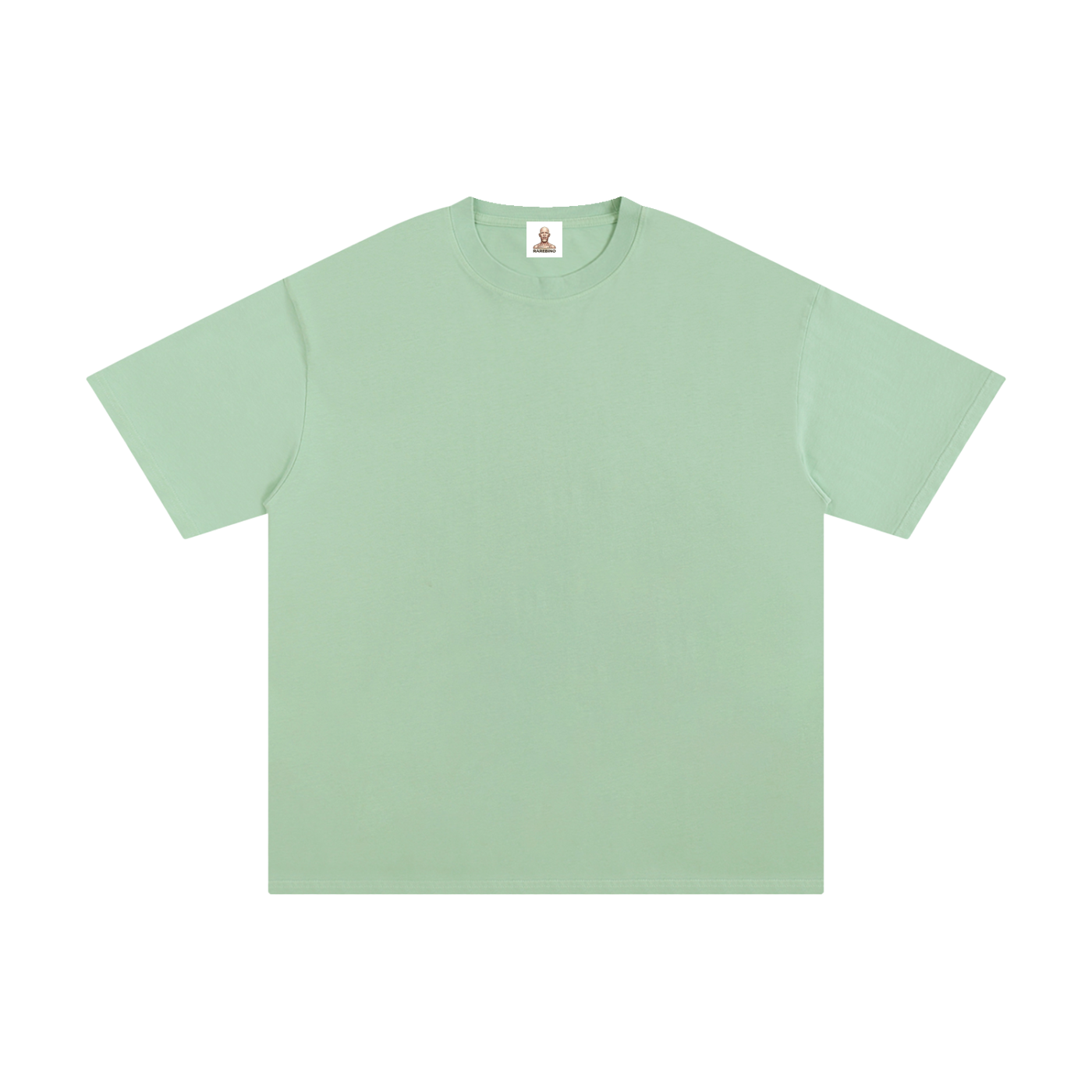 Pure cotton T-shirt by RAREBINO, soft white fabric with a classic fit and round neckline, displayed flat on a neutral background.