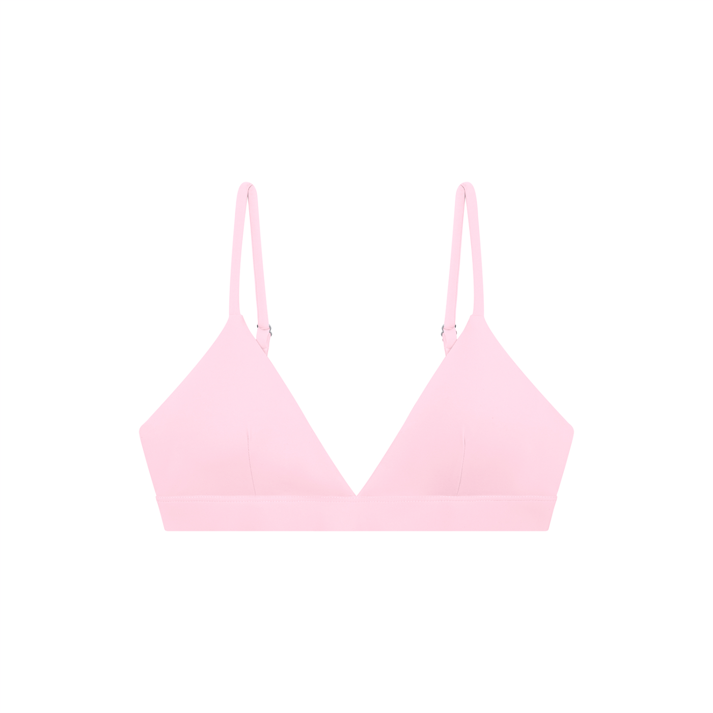 Light pink RAREBINO cropped V-neck sports bra with wide straps and breathable fabric, suitable for workout and activewear.